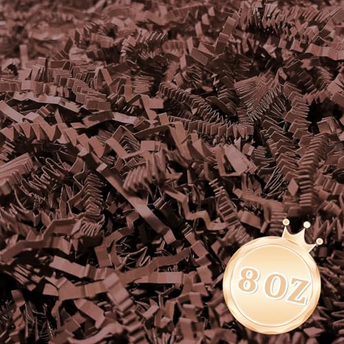 Image of Zankubom 1 /2LB Deep Brown Crinkle Cut Paper Shred Filler Great for Gift Wrapping, Deep Coffee Basket Fillers, Birthday, Gift Wrapping, Halloween Thanksgiving Christmas Party Decor Filling Supplies