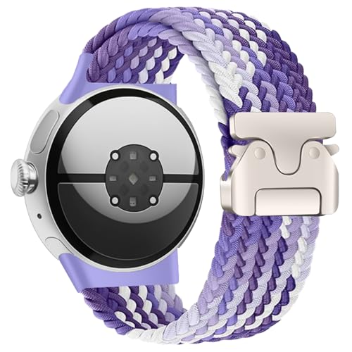 Image of Yeahxing Band for Pixel Watch 4 /3 /2 /1 Band - Stretchy Nylon Braided Bands for Google Pixel Watch 41mm 45mm, Fit 6.8-10.2 inch Adjustable Wristband with Parachute Buckle for Men Women