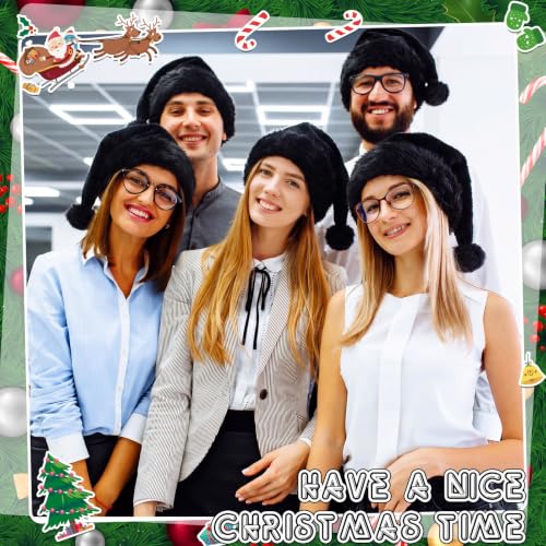 Image of Vicenpal 20 Pcs Santa Hats Bulk for Adults, Black, Classic