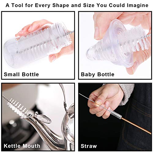 Vicloon Bottle Brushes, 8Pcs Multipurpose Bottle Cleaning Brushes Non-Scratch Water Bottle Cleaner Set for Baby Bottle Tube Pipe Flask Straws Brush - Image 5