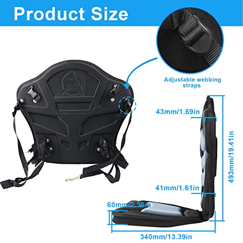 Image of Kayak Seat Deluxe Padded Fishing Boat Seat Deluxe Sit-On-Top Canoe Seat Cushioned - Comfortable Backrest Support Universal Sit with Adjustable Back Strap Detachable Storage Bag