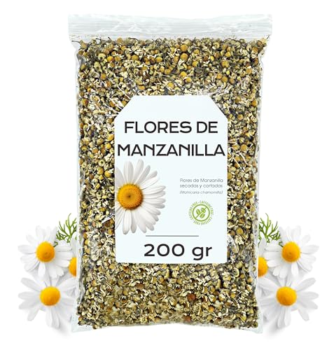 Manzanilla 200 gr - Flores de Manzanilla Naturales para Infusion o Te - A Granel - Digestiva y Relajante (200 gr)