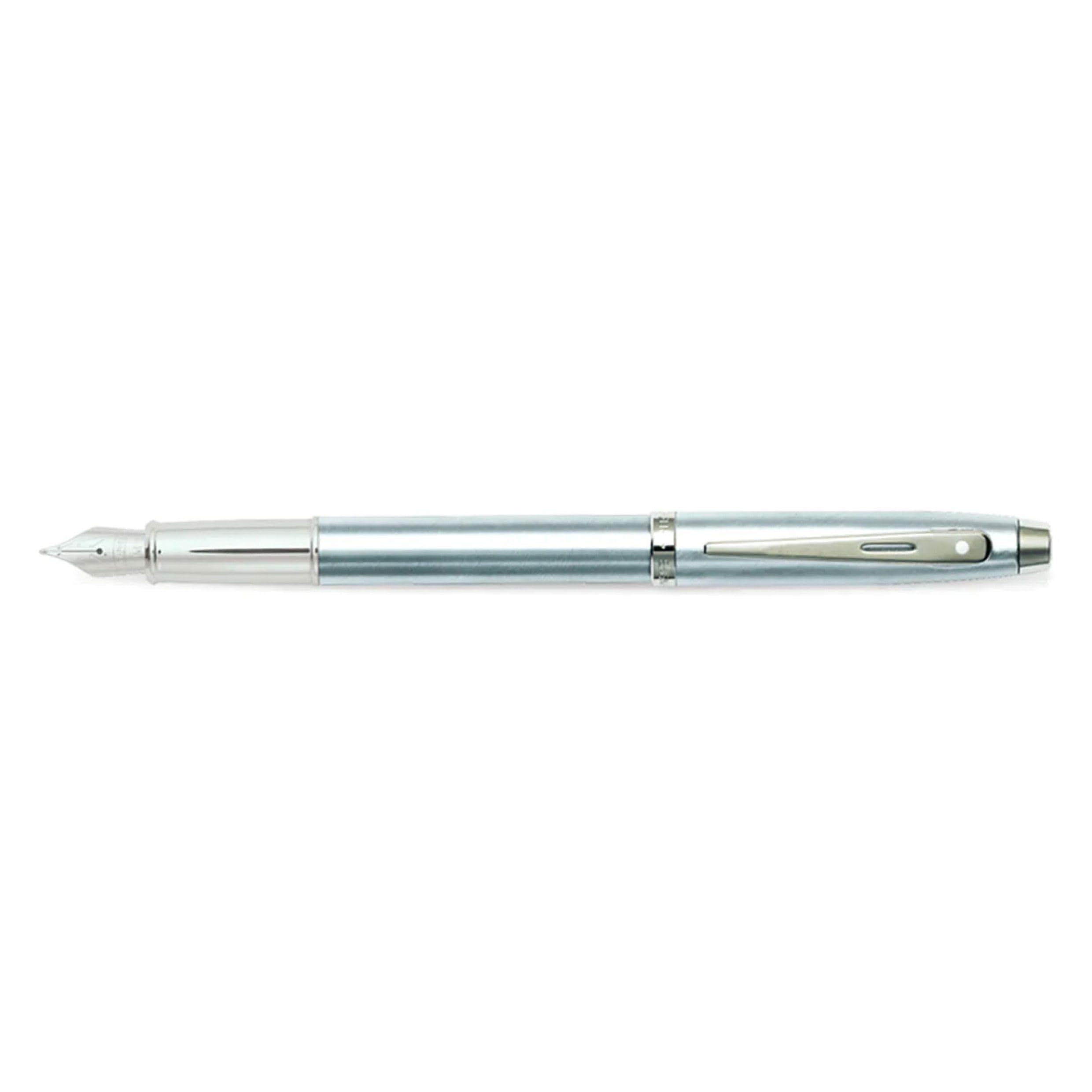 Sheaffer 100 gebürsteter Chrom-Füllfederhalter mit mittlerer Feder