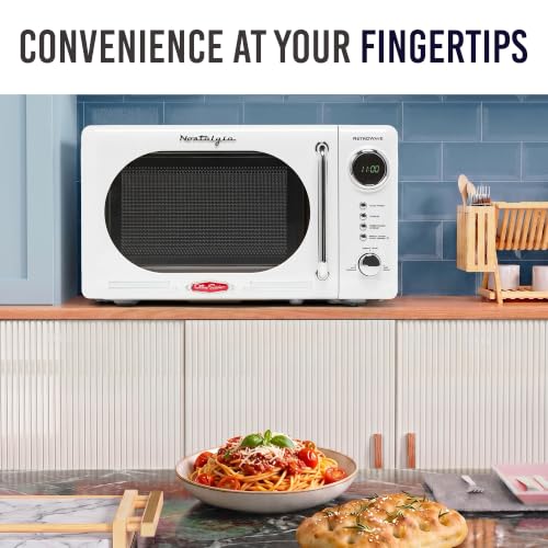 Nostalgia Retro Compact Countertop Microwave Oven - 0.7 Cu. Ft. - 700-Watts with LED Digital Display - Child Lock - Easy Clean Interior - White - image 9