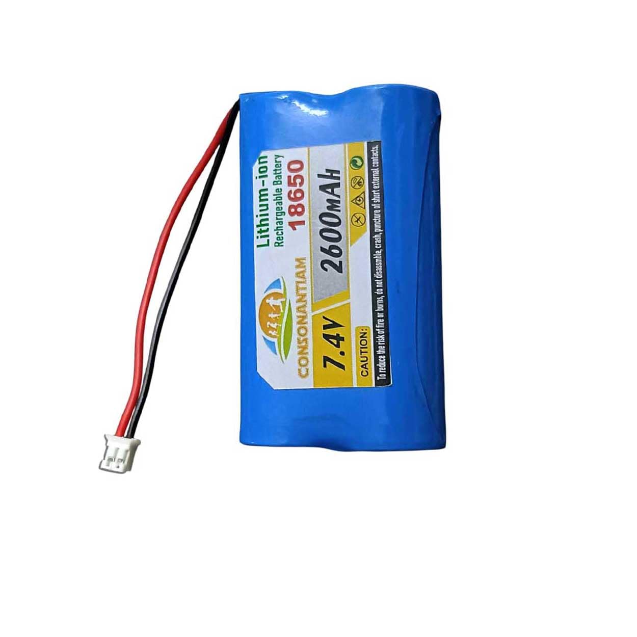 7.4 Volt Battery Pack 2600 mAH Full Capacity 18650 Lithium Ion Rechargeable Battery Pack with JST 2 Pin Jack Multipurpose Use in Toys Drown Student Product Etc. (7.4 VOLT-2600 mAH)