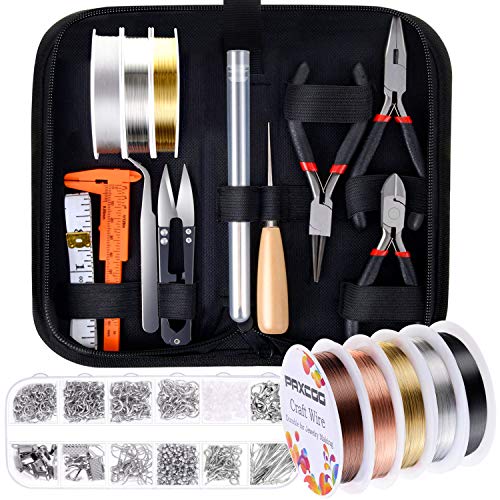 Paxcoo Jewelry Making Supplies Kit with Beading Tools, Jewelry Wire and Jewelry Findings for Jewelry Repair, Wire Wrapping and Craft