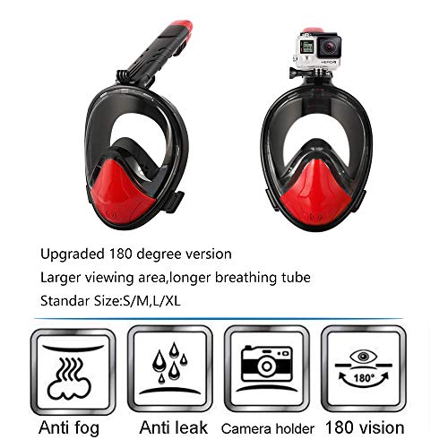 WGCC Full Face Snorkel Mask Sets for Kids, 180° Panoramic View Free Breathing Foldable Diving Snorkeling Mask with Detachable Camera Mount, Dry Top Set Anti-Fog Anti-Leak for Adults & Kids (L/XL) - Thumbnail 3