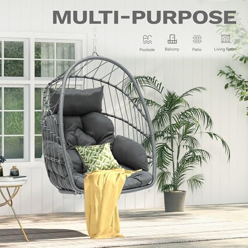 image for DWVO Egg Chair Without Stand, Basket Chair Hanging Outdoor Rattan Wick