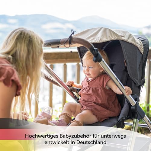 Zamboo Universal Sonnensegel - verstellbarer Kinderwagen Sonnenschutz mit UV Schutz 50 - flexibles Sonnenverdeck für Babywanne - Beige