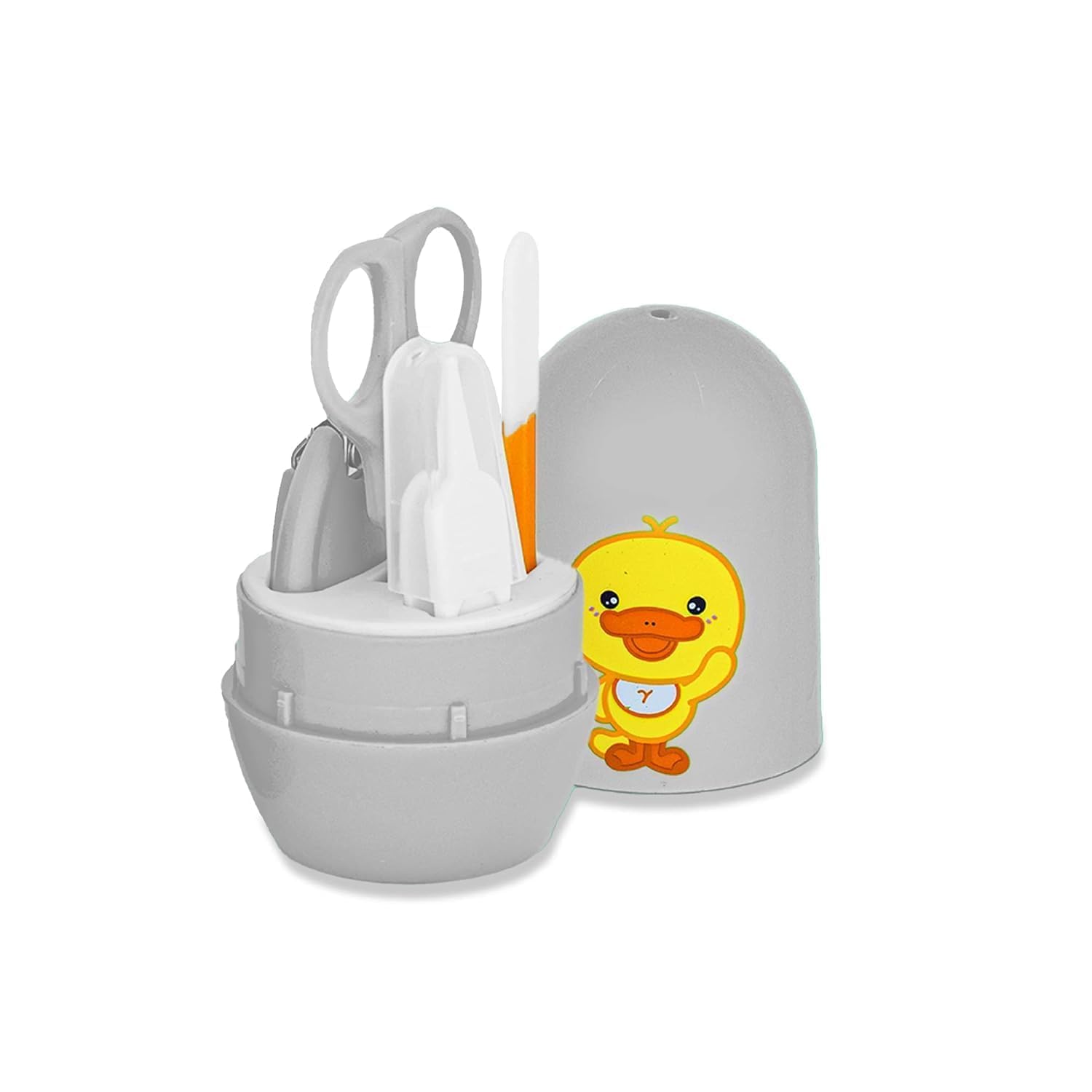 Nail Clipper Safety Cutter Toddler Infant Scissor Manicure Pedicure Care Kit (Set 4) (DUCK -GREY)-image-15