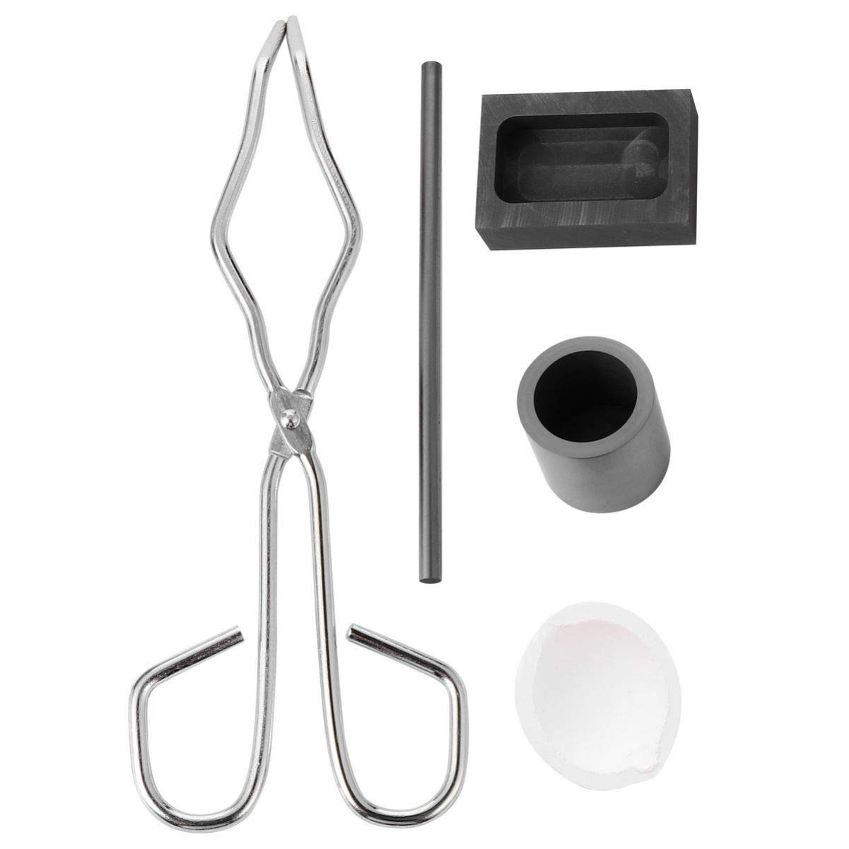 OSALADI 5Pcs Graphite Crucible Melting Kit for Casting Includes Tong Rod for Nonferrous Smelting Laboratory Educational Use High Thermal Stability