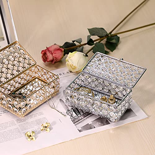Elldoo Crystal Jewelry Box Rectangle Trinket Organizer Earrings Rings Box Treasure Box Home Decor Accent Decorative Box With Lid For Valentine Wedding Christmas Birthday Gift thumb #6