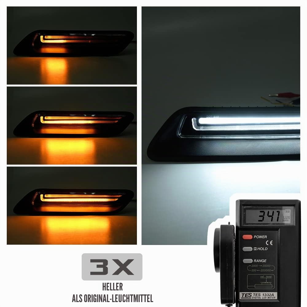 LED DRL Tagfahrlicht für Dod/ge Ram 1500 2010-2018 2019-2022 Weiß Bernstein LED Sport Motorhaube Licht Ziergitter Zierleiste DLR Stadtlampe 2St