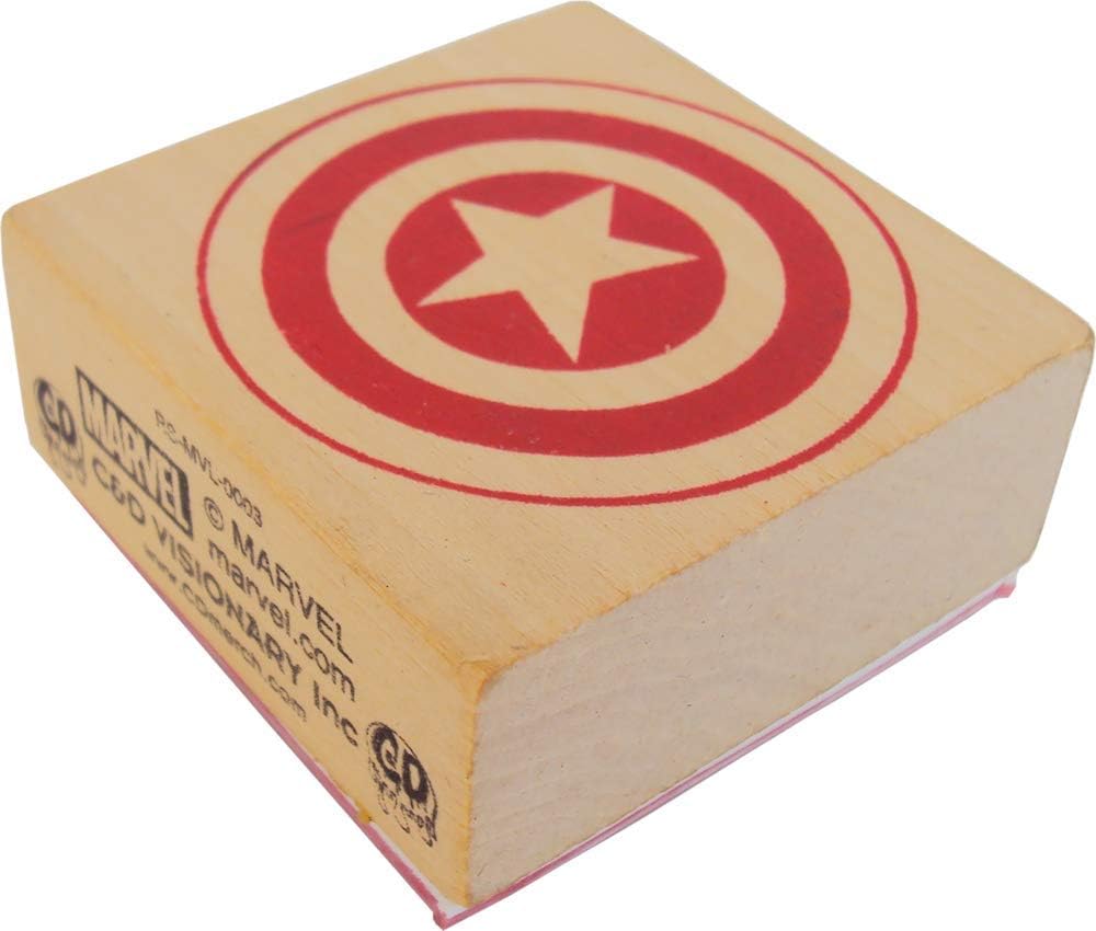 C&D Visionary Marvel Comic Rubber Stamp-Captain America Shield Logo, Other, Multicoloured, 2.54 x 5.08 x 5.08 cm