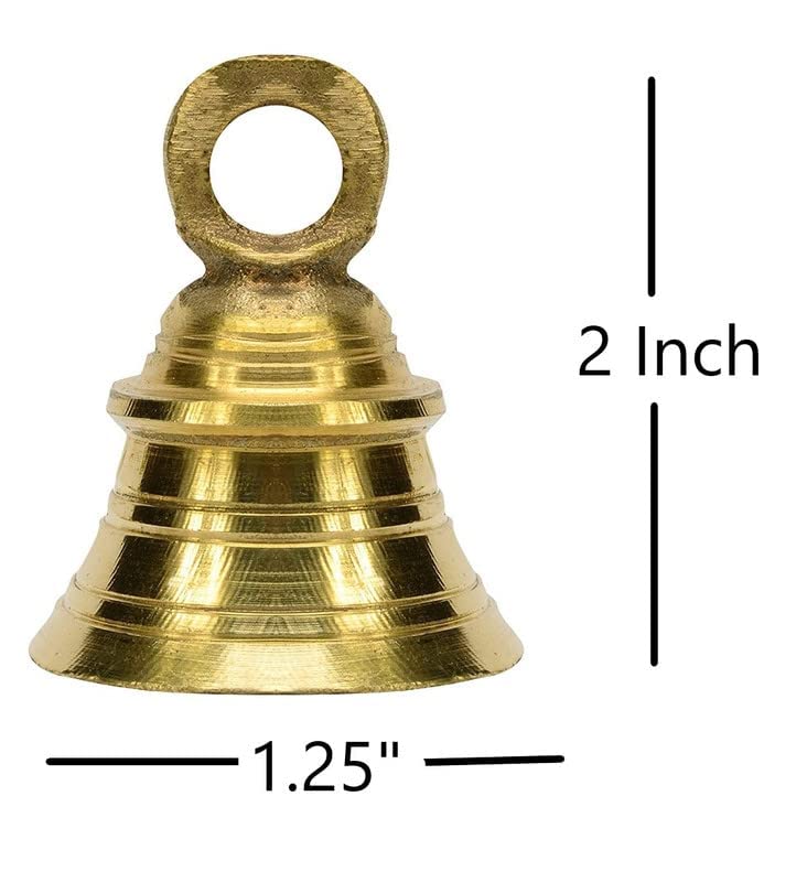 Image of Decorative Brass Pooja Room Bell | Brass Hanging Bell for Pooja Room & Temple | Gold, 2 inch, inchPack of 6
