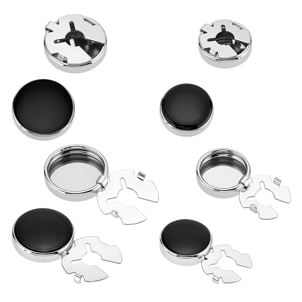 4 piezas de 2 estilos cubiertas de botones para camisas de hombre, gemelos redondos planos de latón negro puños de camisa herrajes para accesorios de ropa
