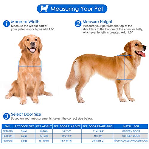 Ownpets Large Dog Door With Hard Plastic Flap Pet Door16.7X11.6 Ines Inner Frame With Safe Plunger Lock,Solid Durable Frame Easy To Install Doggie Door For Large Dogs,White #TOP4