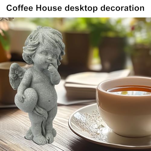 Pequeña estatua de ángel querubín de arenisca miniatura 6