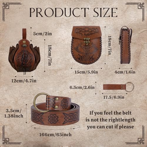 Image of Renaissance Pirate Belt Pouch with Coin Purse Skirt Hike Set