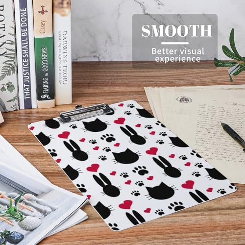 Porte document avec clip chat pattes coeur pour bureau et etude