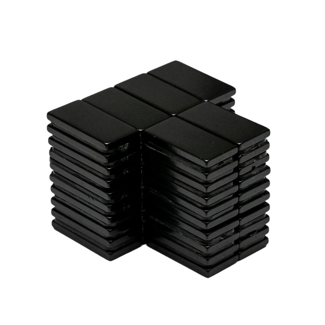 ITALFITMAGNETI | 60 pezzi - Magneti Black Neodimio Forza 1,95 Kg - Lunghezza 20 mm x Larghezza 10 mm x Spessore 2 mm per Frigo, Ufficio, Decorazioni, Hobbistica