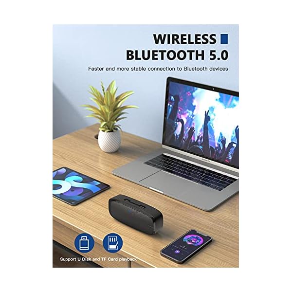 LENRUE Bluetooth Speaker, Wireless Portable Speaker with Loud Stereo Sound, Rich Bass, 12-Hour Playtime, Built-in Mic. Perfect for iPhone, Samsung and More - Image 5