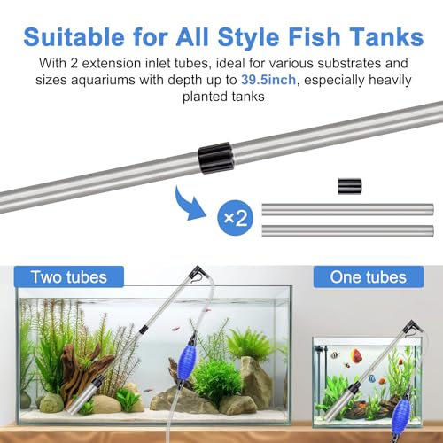 Image of fishkeeper Quick Aquarium Siphon Pump Gravel Cleaner - 256GPH Adjustable Powerful Fish Tank Vacuum Gravel Cleaning Kit for Aquarium Water Changer, Sand Cleaner, Dirt Removal