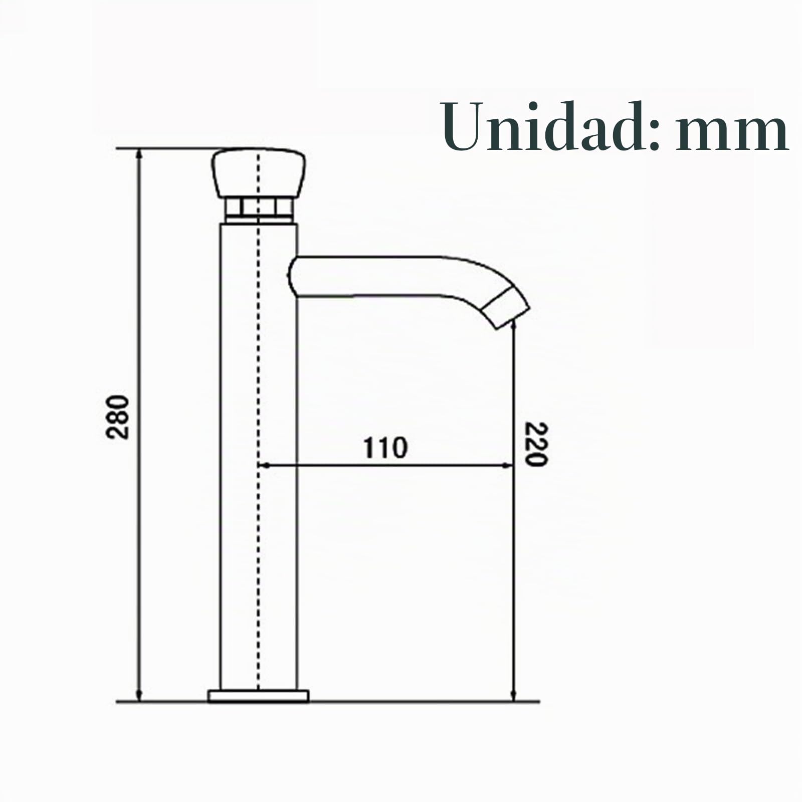 Grifo Lavabo Pulsador Agua Fria Cepillado Grifo de Baño Caño Alto Acero Inoxidable,Cepillado
