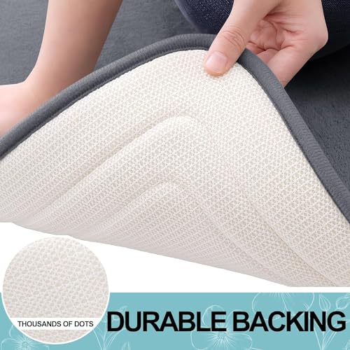 smiry Memory Foam Bath Mat, 40 x 60 cm, Extra Soft Non-Slip Bathroom Mat, Super Absorbent Quick Dry Bath Mats for Bathroom, Thick, Comfortable, Machine-Washable Bathroom Floor Rug, Dark Grey - Image 6