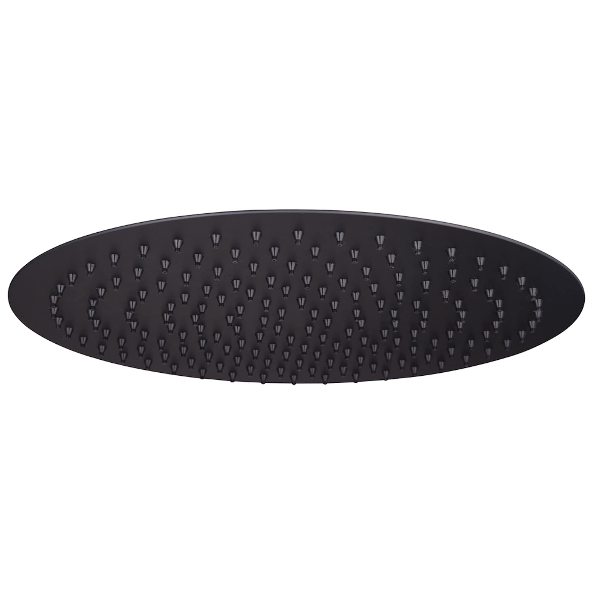 Enki Matt Black Modern Bathroom Stainless Steel Single-Spray Round Ultra Slim Rainfall Fixed Power Shower Head Mixer (Diam) 300mm from B&Q