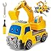 BUYGER 2 en 1 Excavadora Juguete Desmontar y Ensamblar Vehiculo Construcción Camiones Coches Juguetes con Destornillador Herramientas Juguetes Educativos Regalos para Niños 3 4 5 Años