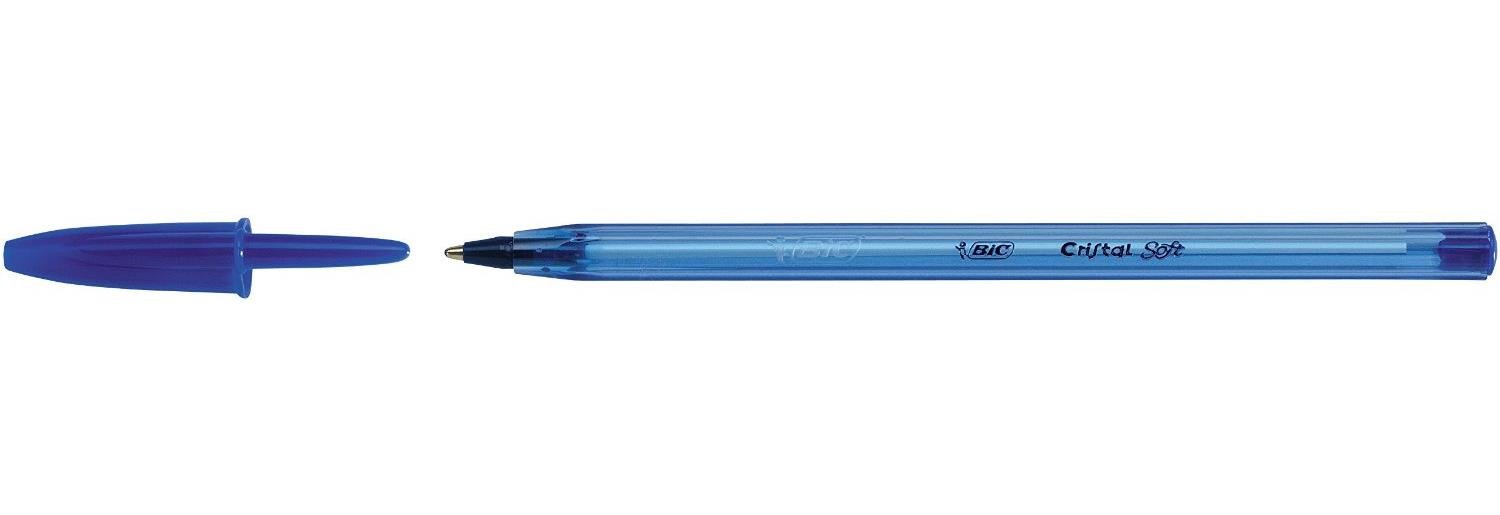 BIC Cristal Soft Ball Pens Medium Point (1.2 mm) - Blue, Box of 50