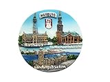  City Souvenir Shop Relief-Magnet Hamburg, rund