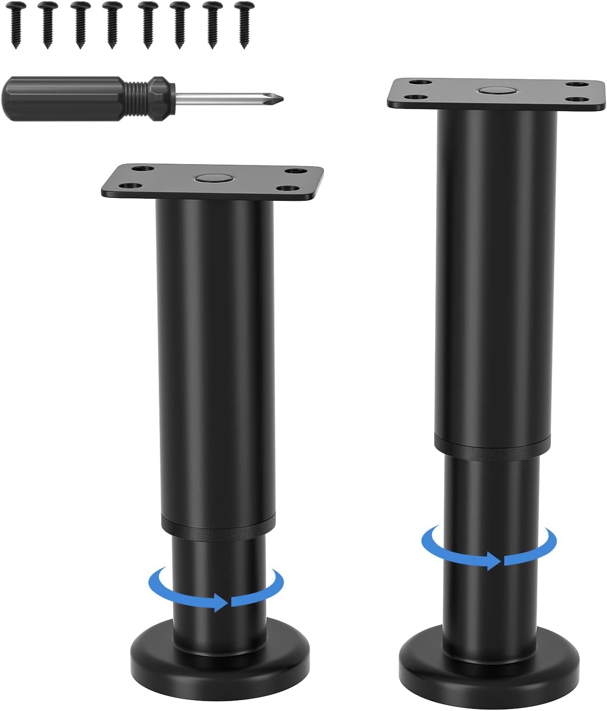 Patas de metal negro regulables de 8-12cm para elevar y estabilizar armarios modernos
