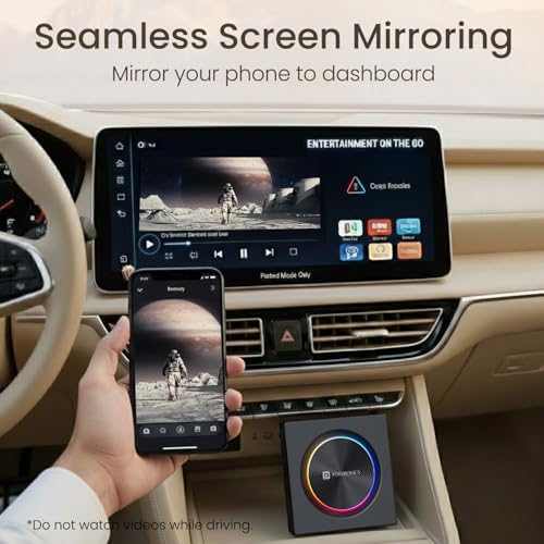Image of Portronics Tune Prime CarPlay & Android Auto Adapter, Stream YouTube, Netflix, JioHotstar on Car Screen, Converts Wired to Wireless, Qualcomm Octacore Snapdragon, Built-in GPS, 4G SIM Slot, 4GB + 64GB