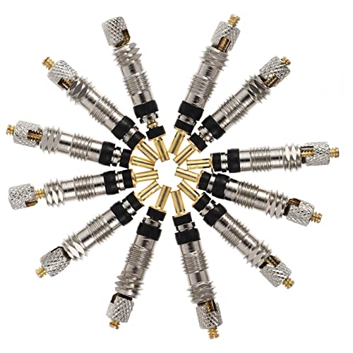 Mikikit 12Pcs Bike Tubeless Core Replacement with Removal Tools Compatibility for Bicycles Excellent Airtightness Replacement