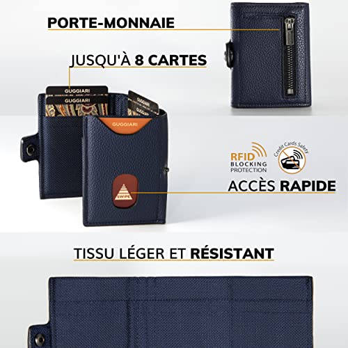 Image of GUGGIARI Men's Zip Wallet, Coin Pocket, RFID Blocking, Notte, S, Casual