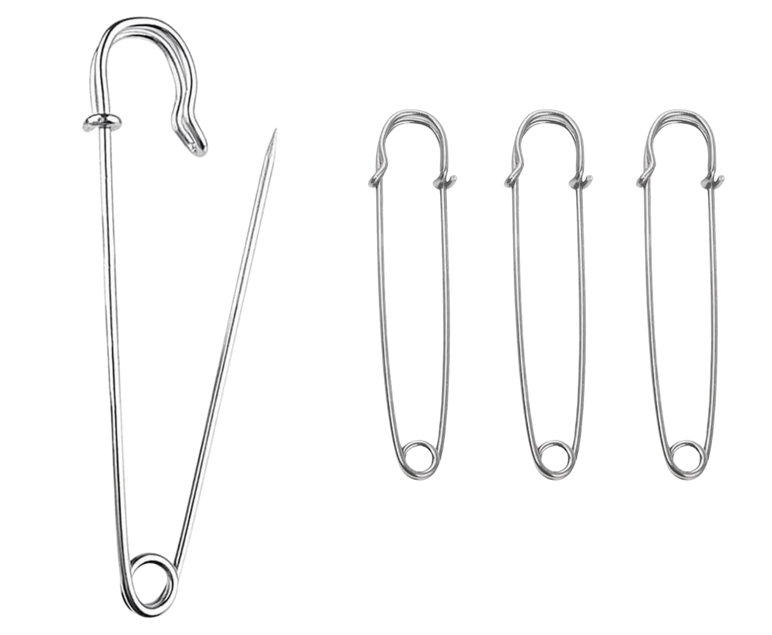 ROKEL Large Safety Pins – 3 Pcs, 100mm Silver Extra Large Heavy Duty Stainless Steel Blanket & Kilt Pins for Clothes, Quilting Crafts Jewellery Brooch Making (100mm-Silver, 3 Pcs)