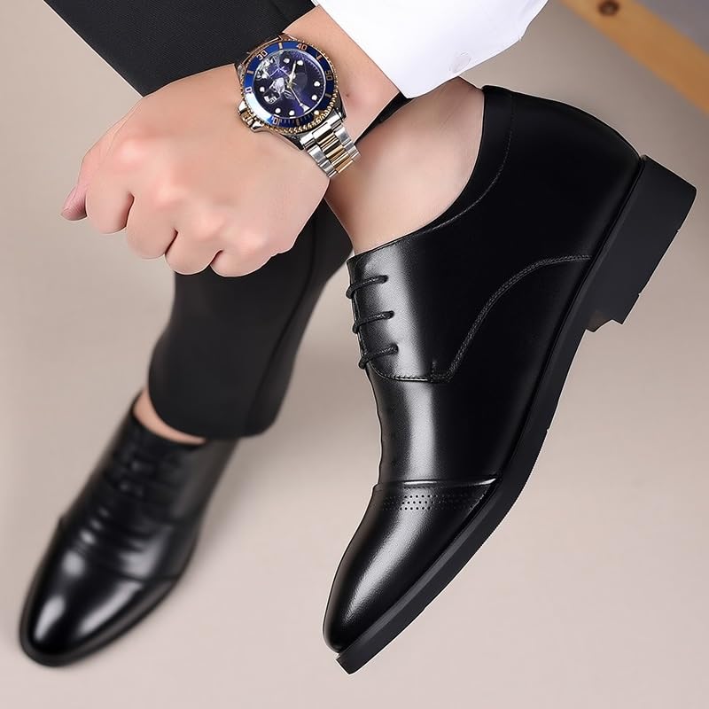 Men's Casual Business Oxford Dress Shoes Men Modern Pointed Toe Leather Casual Scale Pattern Comfort Formal Shoes Comfort Hand Stitched Formal Derby Shoes4