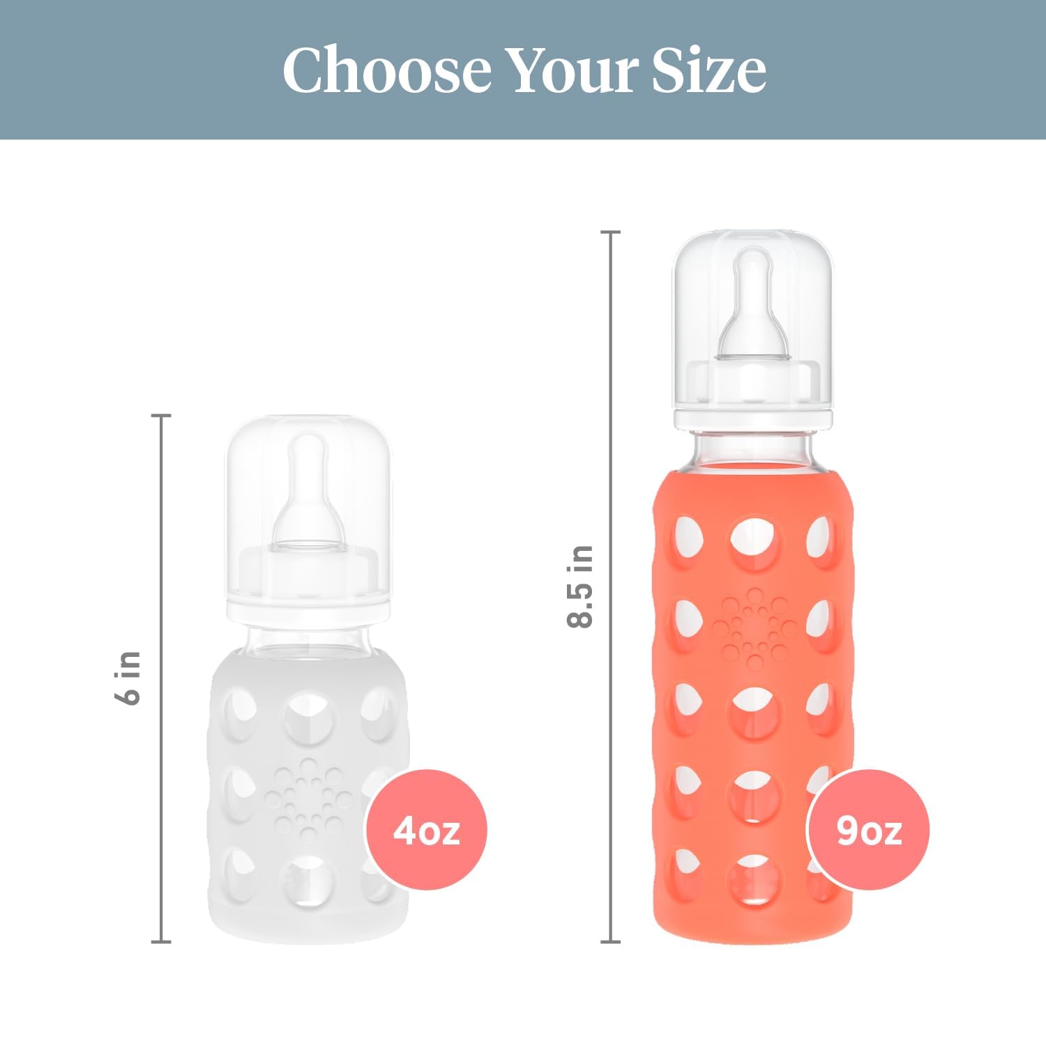 Lifefactory 9-Ounce Glass Baby Bottle with Stage 2 Nipple and Protective Silicone Sleeve Papaya (LF110019C4) - Image 3