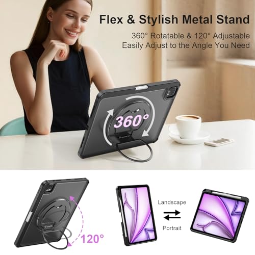 Image of iPad Keyboard Case for Air 13 inch (M4 /M3 /M2, 2026 /2025 /2024), Pro 12.9 6 /5 /4 /3rd Gen, Magnetic Detachable Bluetooth Keyboard, Multi-Touch Trackpad, 360 Adjustable Stand, Backlit, Pencil Holder(Black)