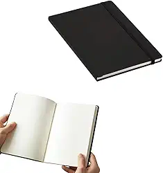 Caderno Sem Pauta Grande A5 14x21 80 Folhas Caderneta de Anotações Capa Emborrachada (preto sem pauta)