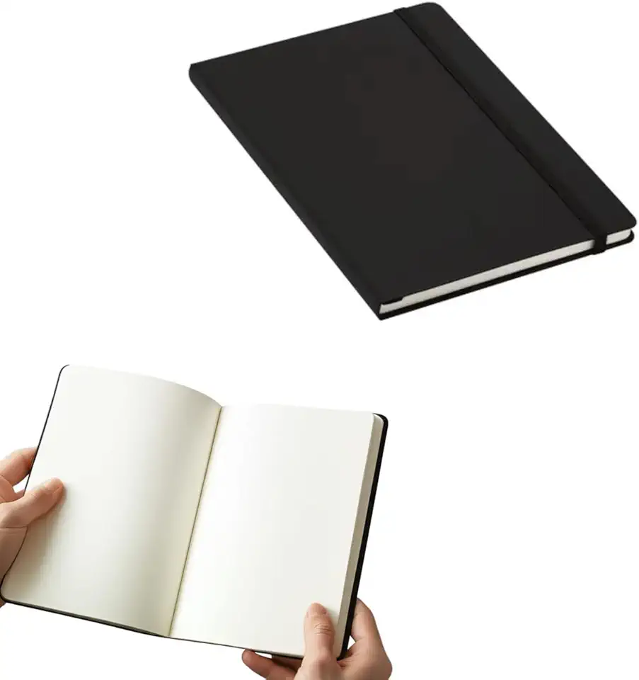 Caderno Sem Pauta Grande A5 14x21 80 Folhas Caderneta de Anotações Capa Emborrachada (preto sem pauta)