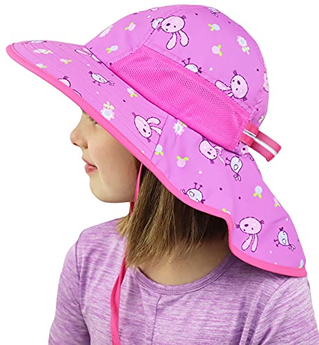Image of icolor Kids Sun Hat UPF50+ Sun Protection Bucket Hat Toddler Summer Beach Play Hats with Neck Flap for Girl Boy Ages 3~10