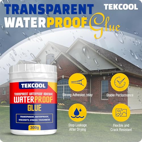 Image of TEKCOOL Crack Seal Glue 600gm with Brush Transparent Waterproof Resin Epoxy for Roof Leakage Crack Seal Agent Roof Water Leakage Solution Water Proof Glue for Waterproofing (600 GM / 2 Pack),'