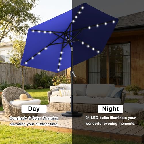 Image of ABCCANOPY Durable Solar Led Patio Umbrellas with 24LED Lights 7.5FT (Royal Blue)