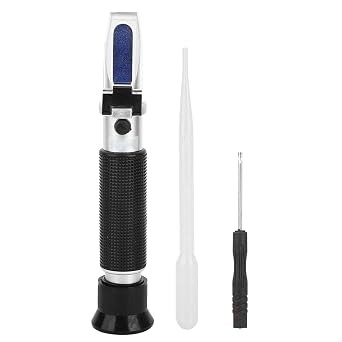 Refractometer 0-10% Scale with ATC 10C  30C | Handheld Sugar Concentration Meter for Brewing/Winemaking/Food Processing | 0.1% Consistent Performance & Sturdy Aluminum Body