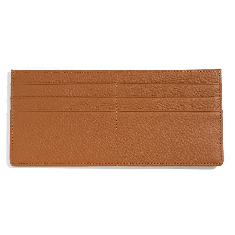 Women's Leather Wallet Card Holder Long Clutch - Genuine Leather, Minimalistic, Zippered Coin Pocket, 6 Card Slots, Fashionable (Coffee)