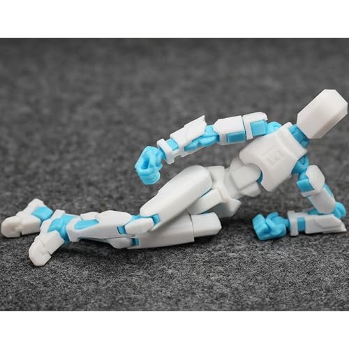 Image of Dummy 13 Action Figure Robot | Fully Articulated 3D Printed Robot Toy | 5.4-inch Collectible Figurine | Matte Finish | Unassembeled | Combo of 2 (White-SkyBlue+Black-SkyBlue)