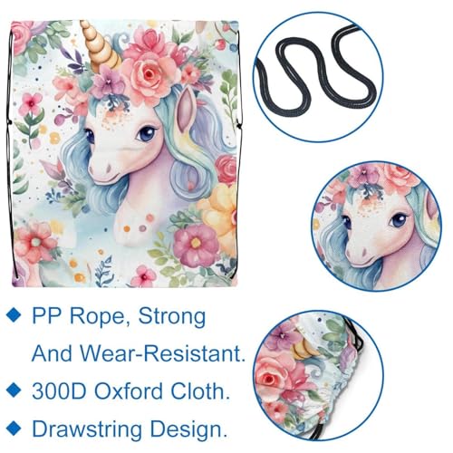 Sac à cordon licorne et fleurs imperméable lot de 2 - 2